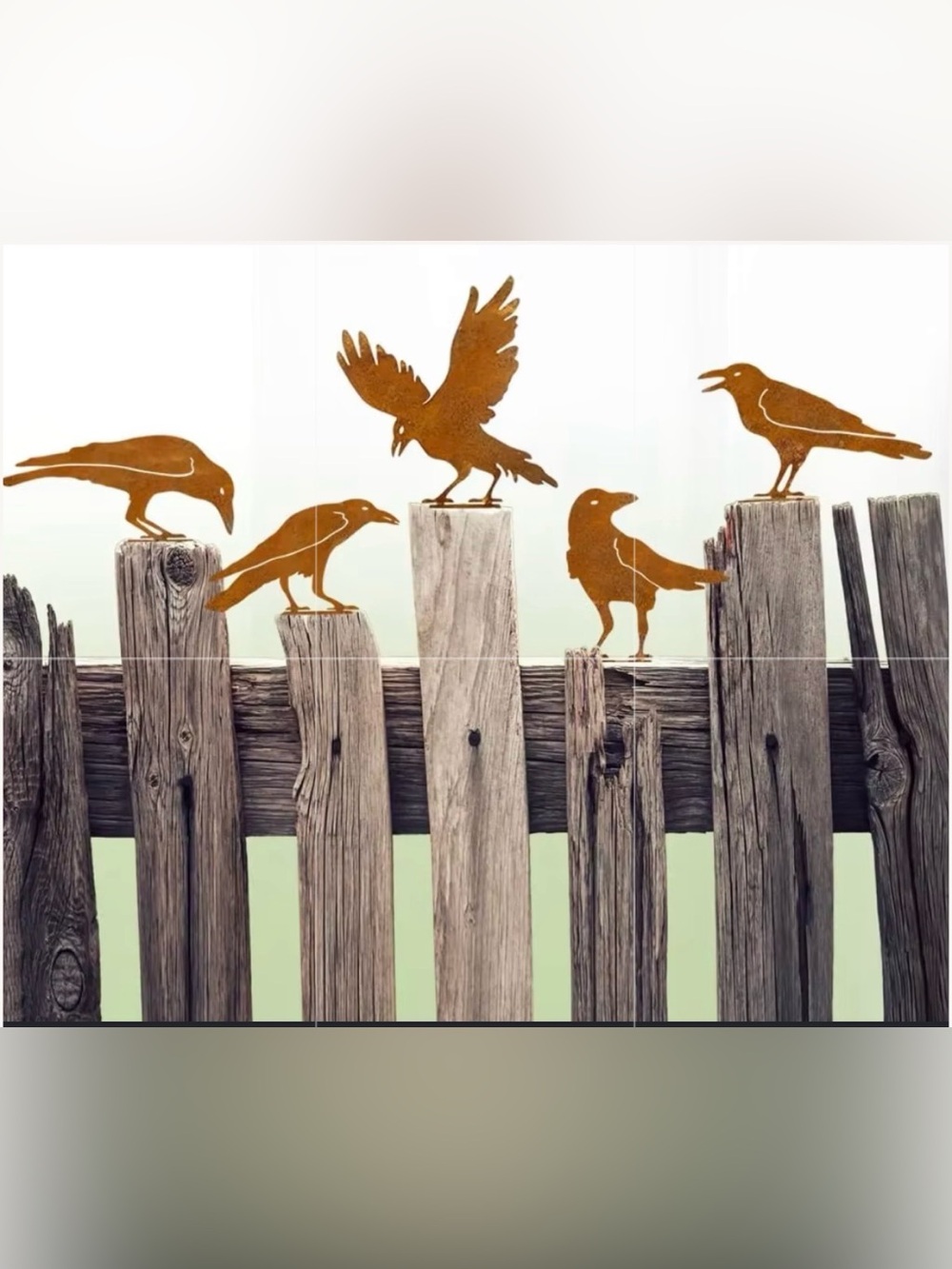 5 Rust Metal crows Bird  - Decorative Crow Silhouettes in Brown rust